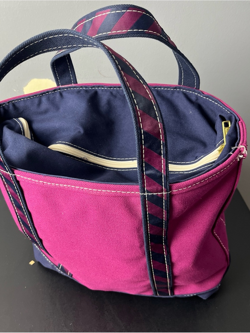L.L. Bean Canvas Tote in Magenta and Navy - Picture 6 of 12